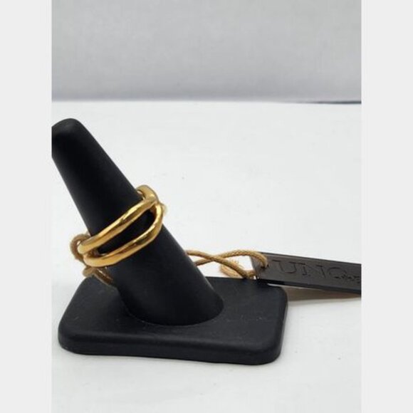 UNOde50  Gold Plated Open Crossed Twist Ring NWT $155 sz 7 - Picture 3 of 6